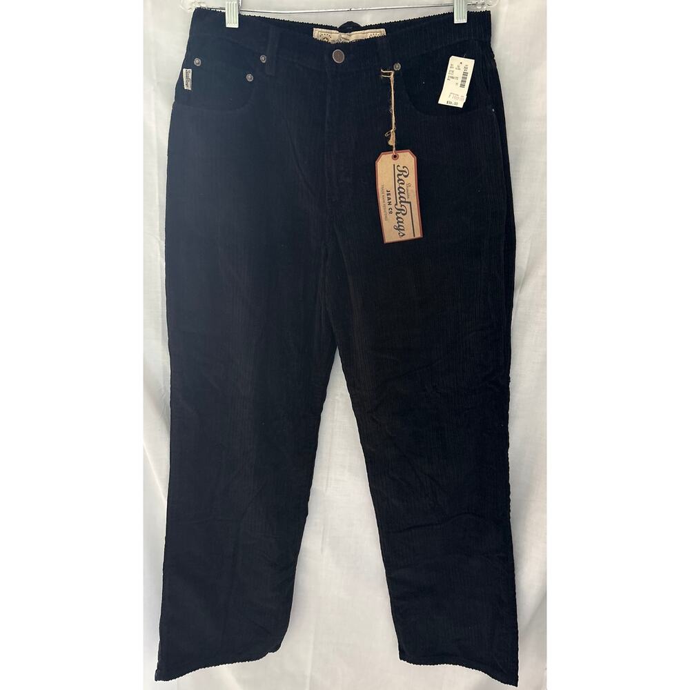 NOS 90s Vintage Road Rags Corduroy Pants Black Size 11/12 Wide Leg